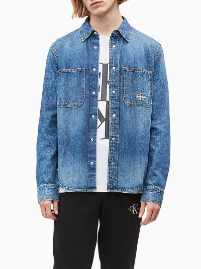 Calvin Klein Ruhák HU986991 | Calvin Klein Iconic Férfi Farmer Ing Világos Kék